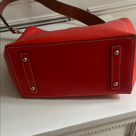 Dooney & Bourke Orange Leather Shoulder Bag - Picture 3 of 13